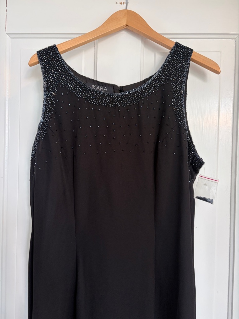 J Kara Black Beaded Long Dress/Jacket with Sheer Sleeves Sz 16 Wedding/ Mother - Picture 10 of 15